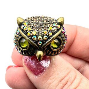 Kirks Folly Womens Ring  Bronze Tone Crystal Owl Size 6